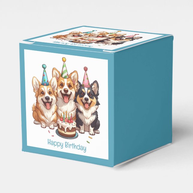 Grattis på födelsedagen Corgi Hundar Presentaskar (Framsidan Sidan)