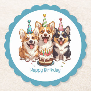 Grattis på födelsedagen Corgi Hundar Underlägg Papper