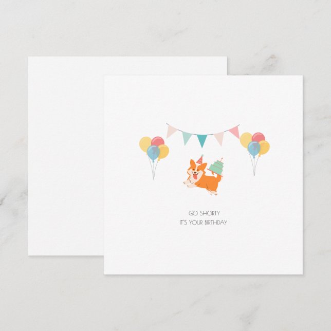 GRATTIS PÅ FÖDELSEDAGEN CORGI-KORT JULKORT (Fram/baksida)