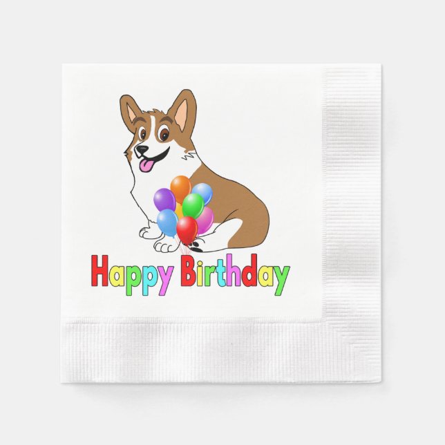 Grattis på födelsedagen Corgi Pappersservett (Framsidan)