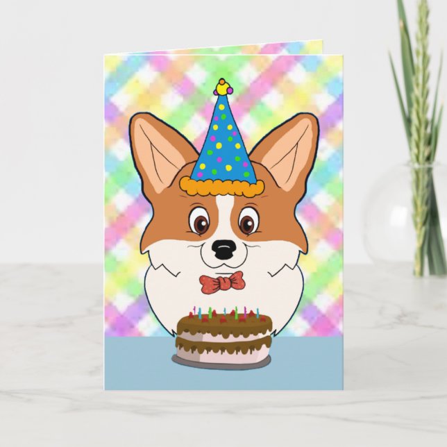Grattis på födelsedagen Corgi Tecknad Kort (Framsida)
