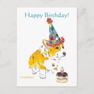 Grattis på födelsedagen Corgi-vykort Vykort