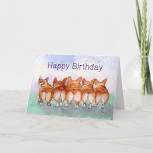 Grattis på födelsedagen corgis, fem går bort kort
