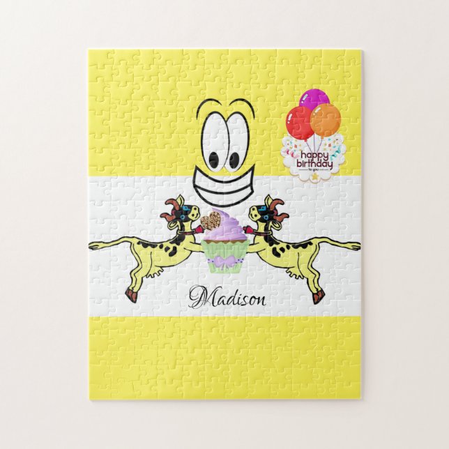 Grattis på födelsedagen Cow Cuptårta Pussel (Vertikal)