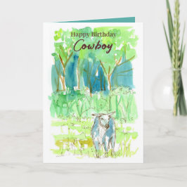 Grattis på födelsedagen Cowboy Bull Ranch Pasture  Kort