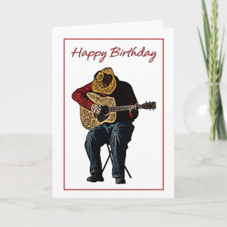 Grattis på födelsedagen Cowboy med Guitar Illustra Kort