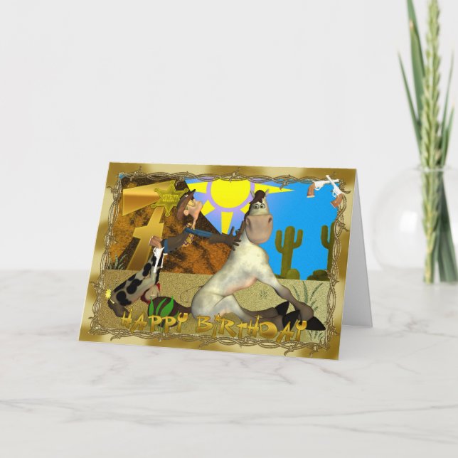 Grattis på födelsedagen Cowboykort Kort (Framsida)