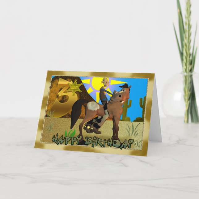 Grattis på födelsedagen Cowboykort Kort (Framsida)