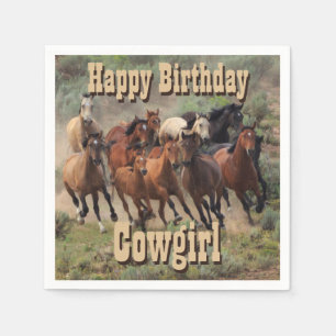 Grattis på födelsedagen Cowgirl Pappersservett