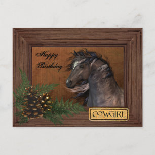 Grattis på födelsedagen Cowgirl vycard Vykort