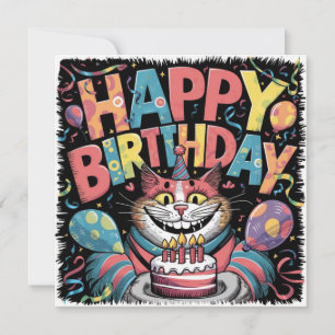 Grattis på födelsedagen Crazy Cat Card Julkort