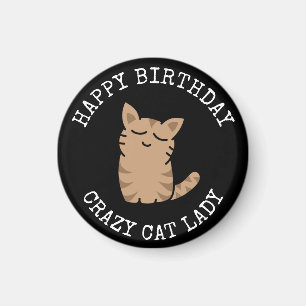 Grattis på födelsedagen Crazy Cat Dam Magnet
