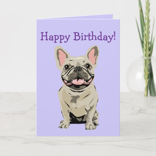 Grattis på födelsedagen -Cream French Bulldog Kort (Framsida)