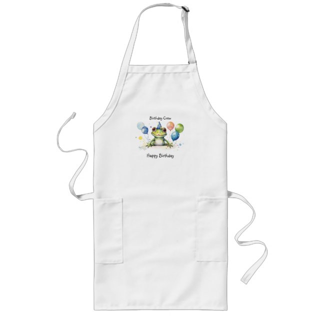 Grattis på födelsedagen CREW Whimsical gullgrodbal Långt Förkläde (Framsidan)