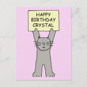 Grattis på födelsedagen Crystal Cartoon Cat Vykort
