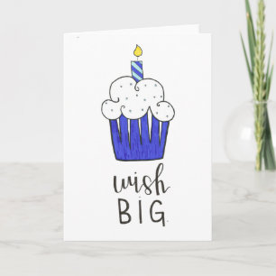 grattis på födelsedagen cupcake kalligrafi blå han kort