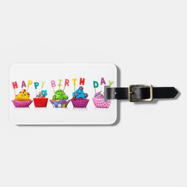 Grattis på födelsedagen Cupcakes Bagagebricka (Horisontell Framsida)