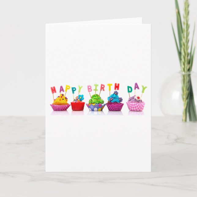 Grattis på födelsedagen Cupcakes Kort (Framsida)
