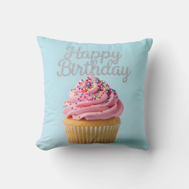 Grattis på födelsedagen cupcakes kudde (Framsida)