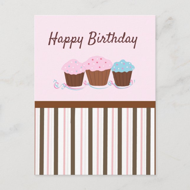 Grattis på födelsedagen Cupcakes Postkort Vykort (Framsida)