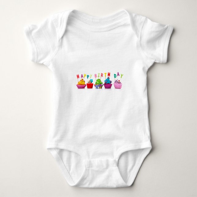 Grattis på födelsedagen Cupcakes T-shirt (Framsida)