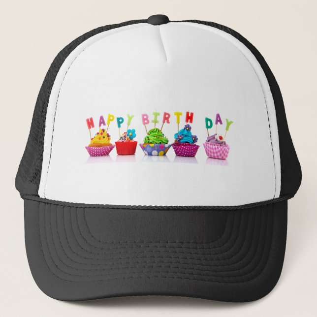 Grattis på födelsedagen Cupcakes Truckerkeps (Framsida)