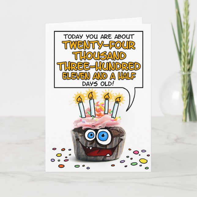 Grattis på födelsedagen Cupkaka - 66 år gammal Kort (Framsida)