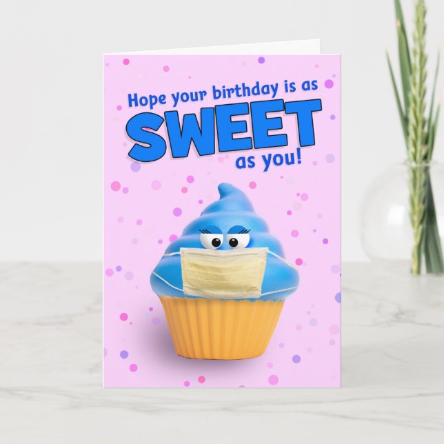 Grattis på födelsedagen Cupkaka i en Coronavirus-A Helgkort (Framsida)