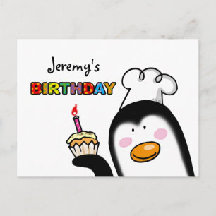 Grattis på födelsedagen cupkakapenguin vykort