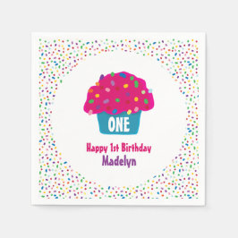 Grattis på födelsedagen Cuptårta Frosted Sprinkles Pappersservett