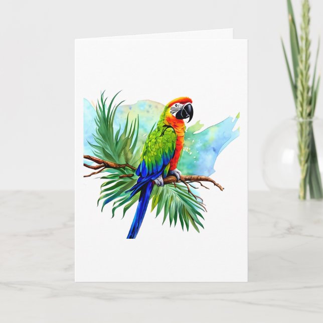Grattis på födelsedagen | Cute AI-genererad Macaw  Kort (Framsida)