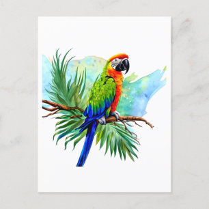 Grattis på födelsedagen   Cute AI-genererad Macaw  Vykort