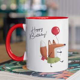 Grattis på födelsedagen Cute Balloon Fox Personlig Mugg