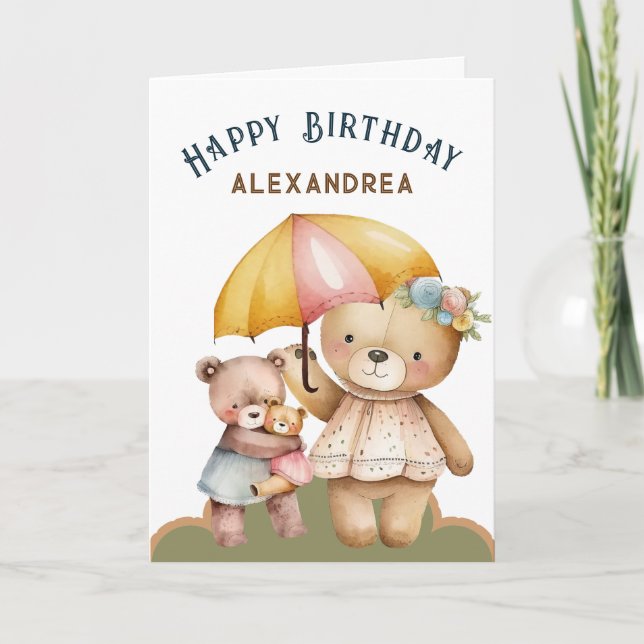 Grattis på födelsedagen Cute Bears Animals Persona Kort (Framsida)