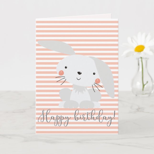 Grattis på födelsedagen - Cute Bunny Kids Kort (Liten växt)