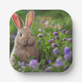 Grattis på födelsedagen Cute Bunny Pappra Tallrika