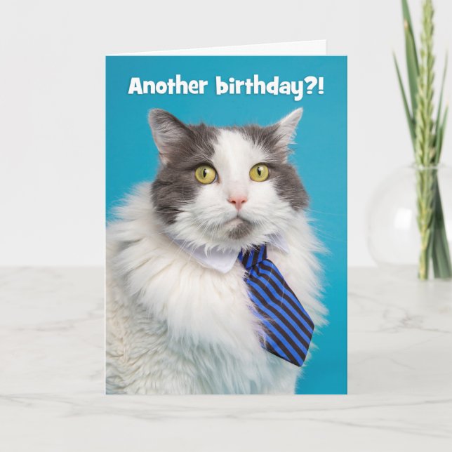 Grattis på födelsedagen Cute Can in Tie Helgkort (Framsida)