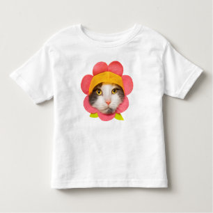 Grattis på födelsedagen Cute Cat in Flower Hat T Shirt