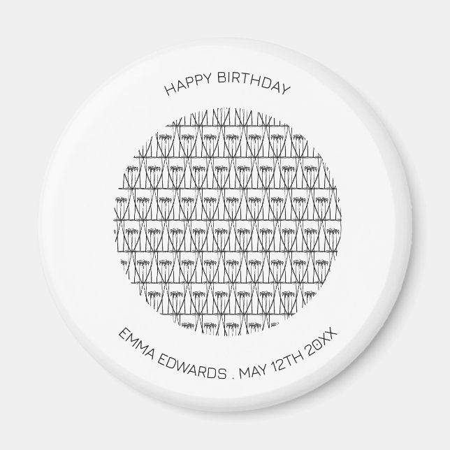 Grattis på födelsedagen Cute Coconut Träd silhouet Magnet (Framsidan)