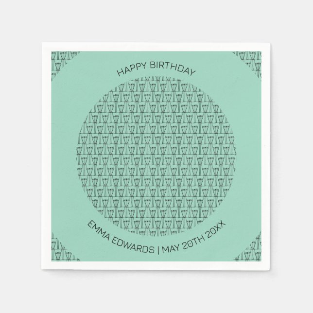 Grattis på födelsedagen Cute Coconut Träd silhuett Pappersservett (Framsidan)