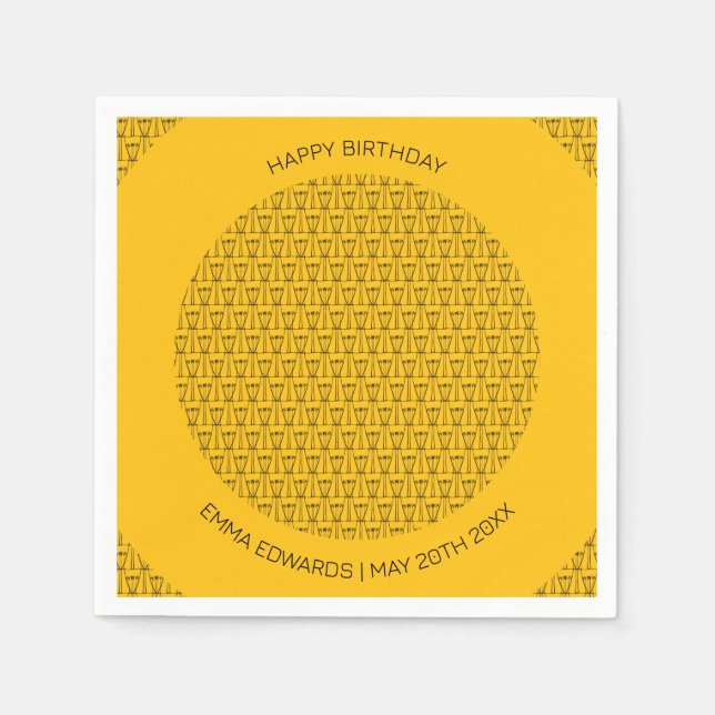 Grattis på födelsedagen Cute Coconut Träd silhuett Pappersservett (Framsidan)