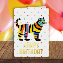 Grattis på födelsedagen Cute Colorful Tiger Cat Bl