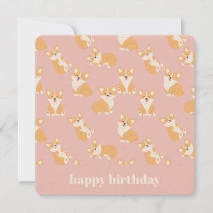 Grattis på födelsedagen Cute Corgi Mönster för Hun Inbjudningar