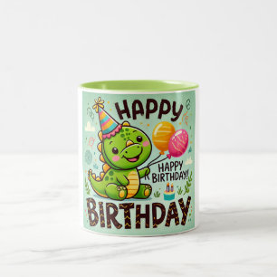 Grattis på födelsedagen Cute Dino Roar Två-Tonad Mugg