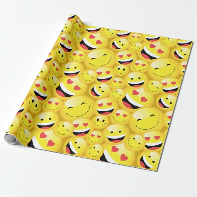 Grattis på födelsedagen Cute Emoji Party Presentpapper (Utrullad)