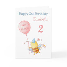 Grattis på födelsedagen Cute Flies Bee med Balloon