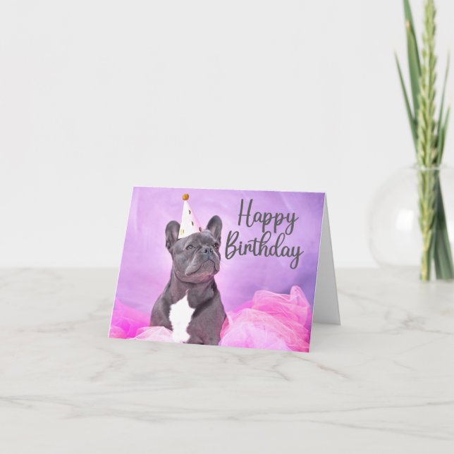 Grattis på födelsedagen Cute Funny Fransk Bulldog Kort (Framsida)