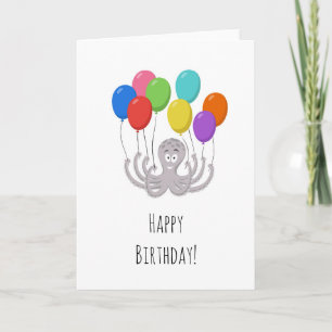 Grattis på födelsedagen Cute Funny Octopus Tecknad Kort