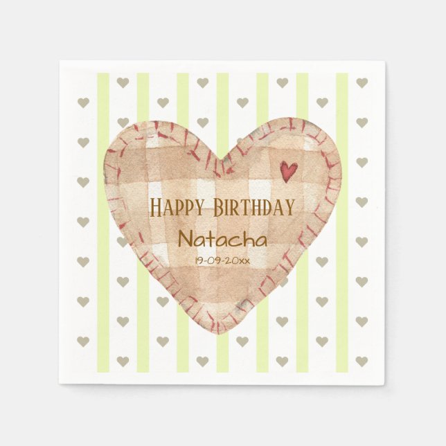Grattis på födelsedagen Cute, giftigt hjärta mönst Pappersservett (Framsidan)