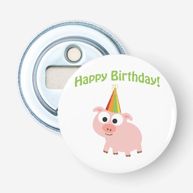 Grattis på födelsedagen! Cute Gris Flasköppnare (Framsidan)